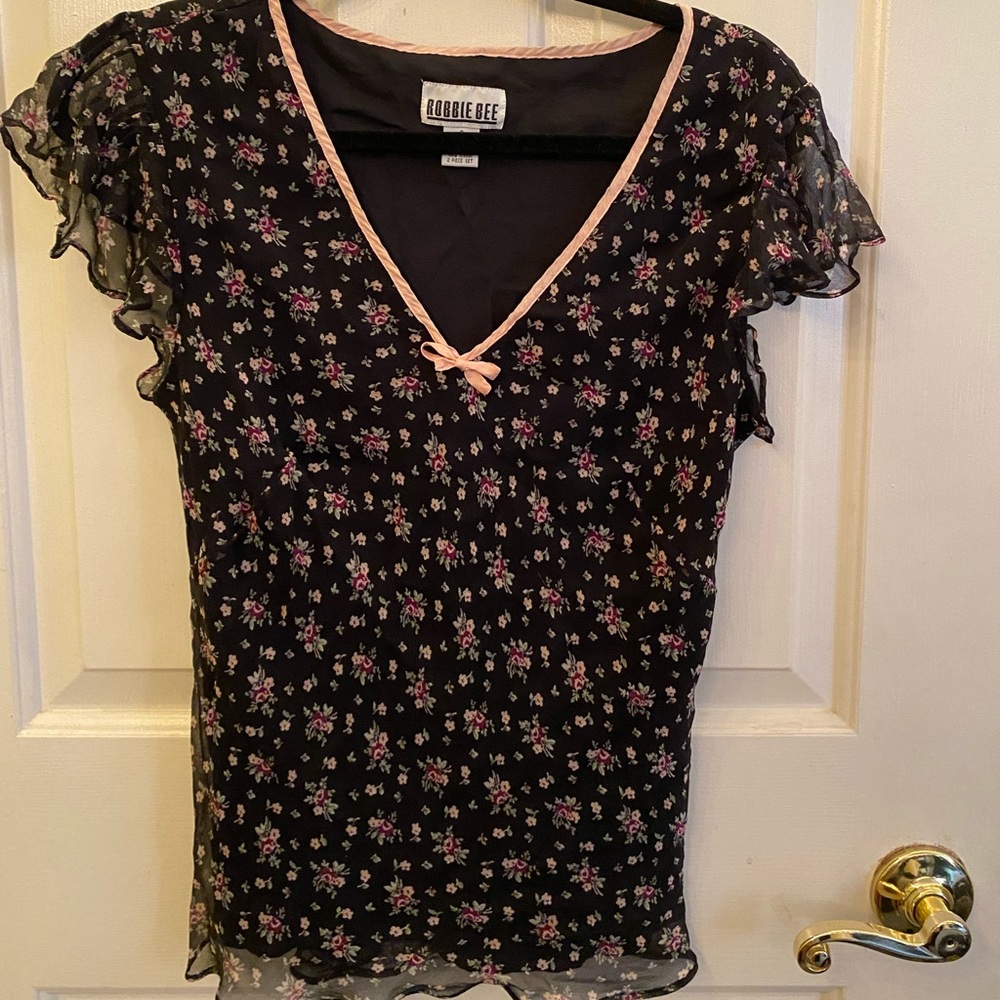 Vintage Floral Silk Blouse